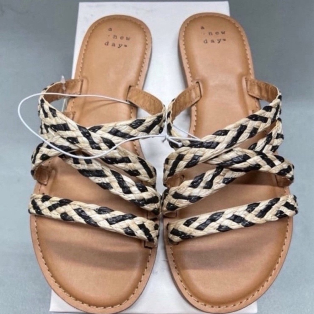 A New Day Women's Braided Sandals - Black and Tan